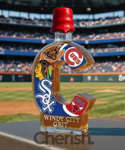 Chicago Sports Fans WINDY CITY GRIT Limited Edition Whiskey Bottle – Collectible Decanter for True Windy City Pride