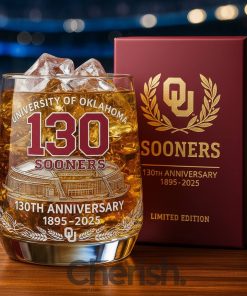 Oklahoma Sooners 130th Anniversary Whiskey Glass