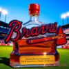 Atlanta Braves Champion MLB Speedway Limited Edition Whiskey Bottle topped with a red wax-dipped style cap