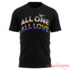 Baltimore Orioles Pride All One All Love Rainbow Black Tee with front text