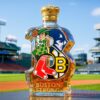 Boston Sport Teams Boston Strong Limited Edition Whiskey Bottle topped with an ornate golden crown stopper