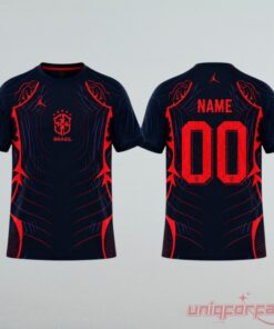 Brazil Jordan 2026 World Cup Black And Red Custom Jersey