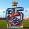 Buffalo Bills 65th Anniversary Limited Edition Whiskey Bottle topped with an ornate golden crown closure