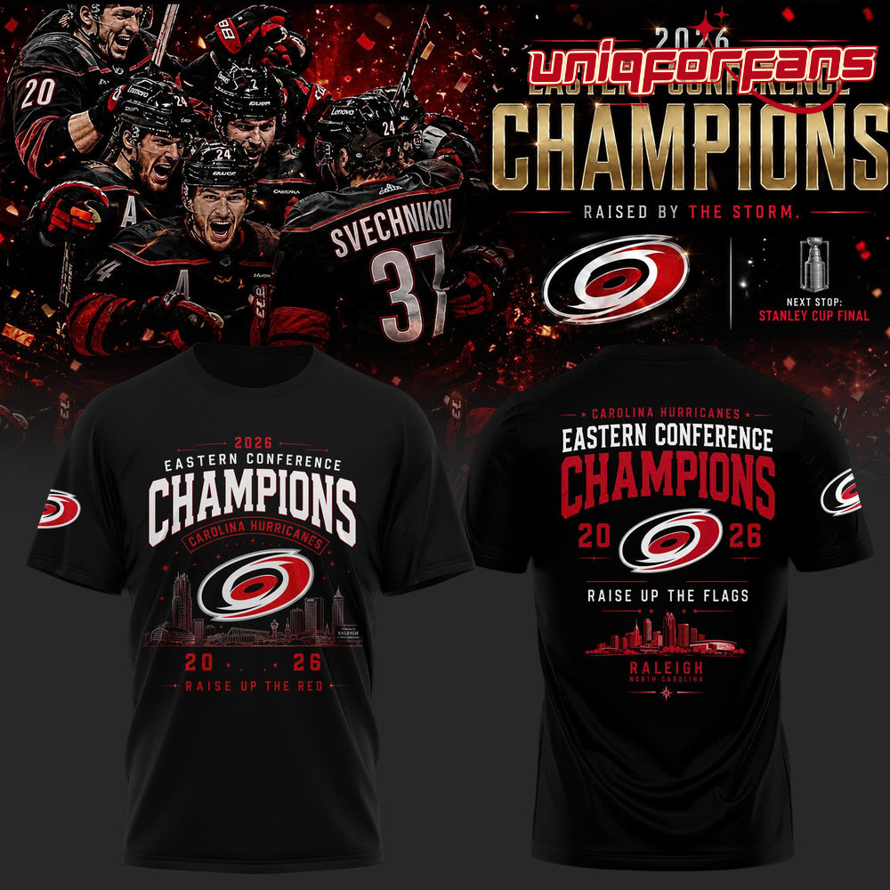 Carolina Hurricanes 2026 NHL Eastern Conference Champions Limited Edition 3D T-Shirt Carolina Hurricanes 2026 NHL Eastern Conference Champions Limited Edition 3D T-Shirt