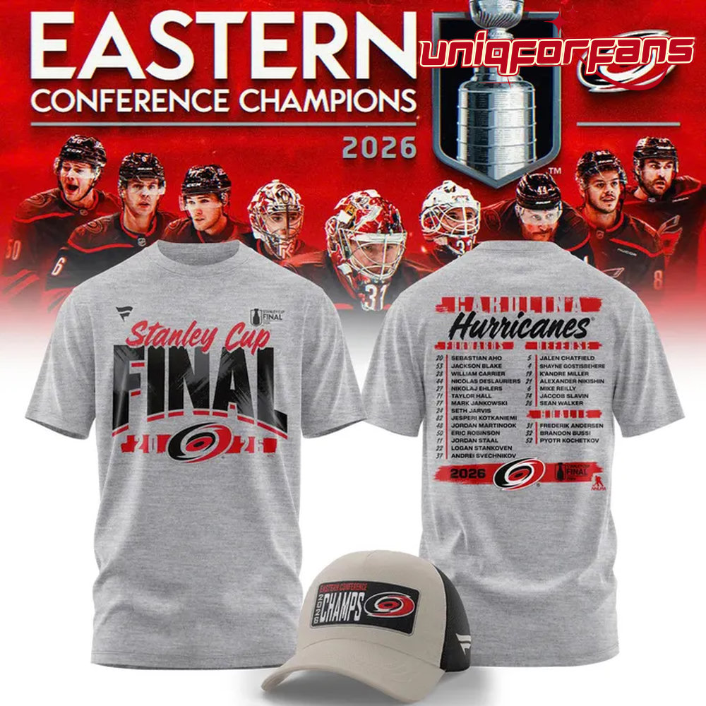 Carolina Hurricanes 2026 NHL Eastern Conference Champions Limited Edition 3D T-Shirt Carolina Hurricanes 2026 NHL Eastern Conference Champions Limited Edition 3D T-Shirt