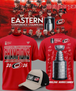 Carolina Hurricanes 2026 NHL Eastern Conference Champions Signed Limited 3D T-Shirt Carolina Hurricanes 2026 NHL Eastern Conference Champions Signed Limited 3D T-Shirt