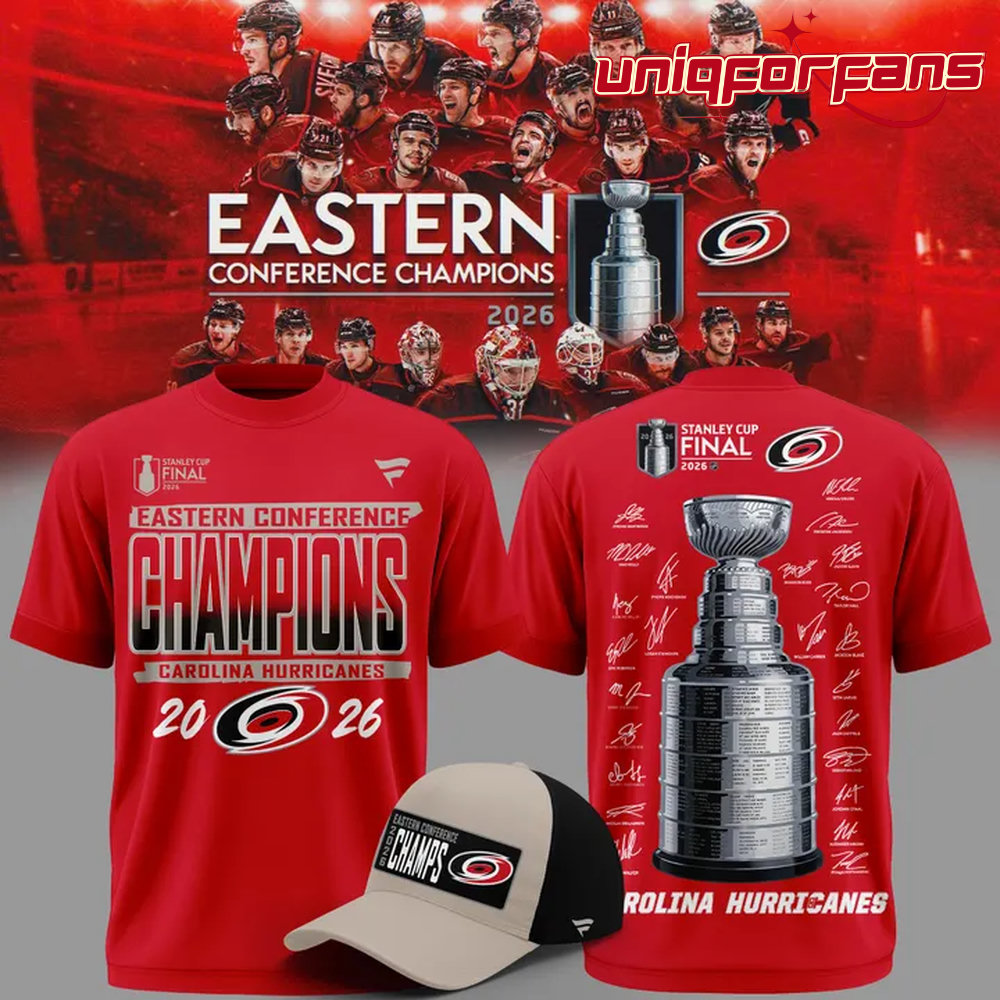 Carolina Hurricanes 2026 NHL Eastern Conference Champions Signed Limited 3D T-Shirt Carolina Hurricanes 2026 NHL Eastern Conference Champions Signed Limited 3D T-Shirt