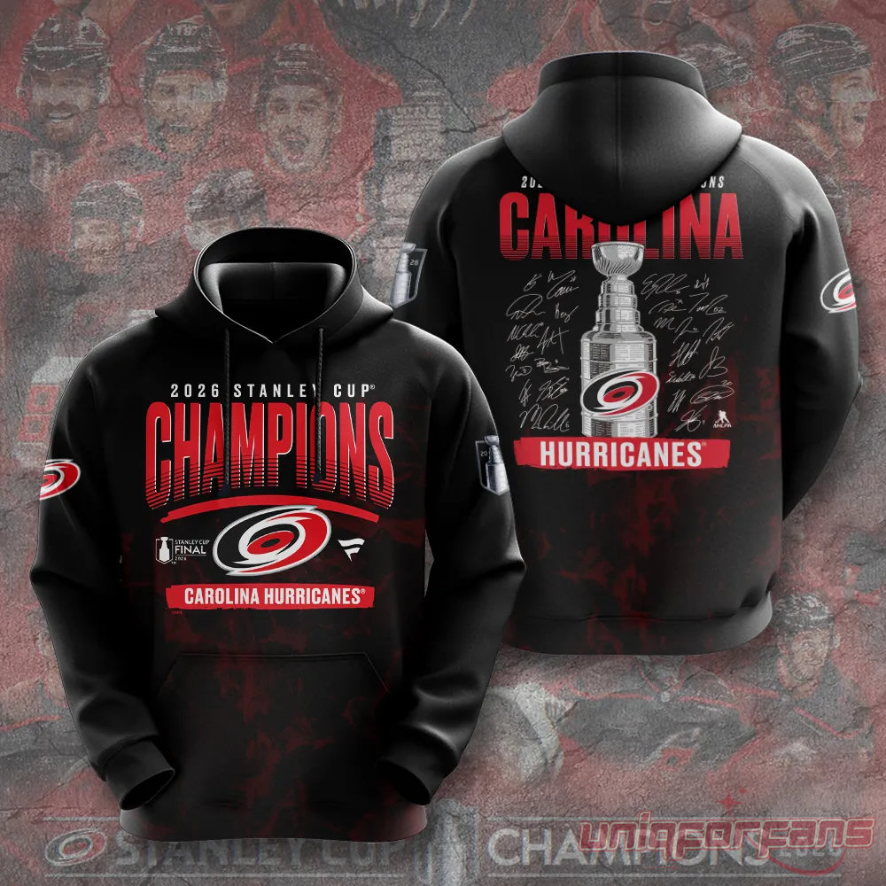 Carolina Hurricanes 2026 Stanley Cup Champions Black Edition Hoodie Carolina Hurricanes 2026 Stanley Cup Champions Black Edition Hoodie