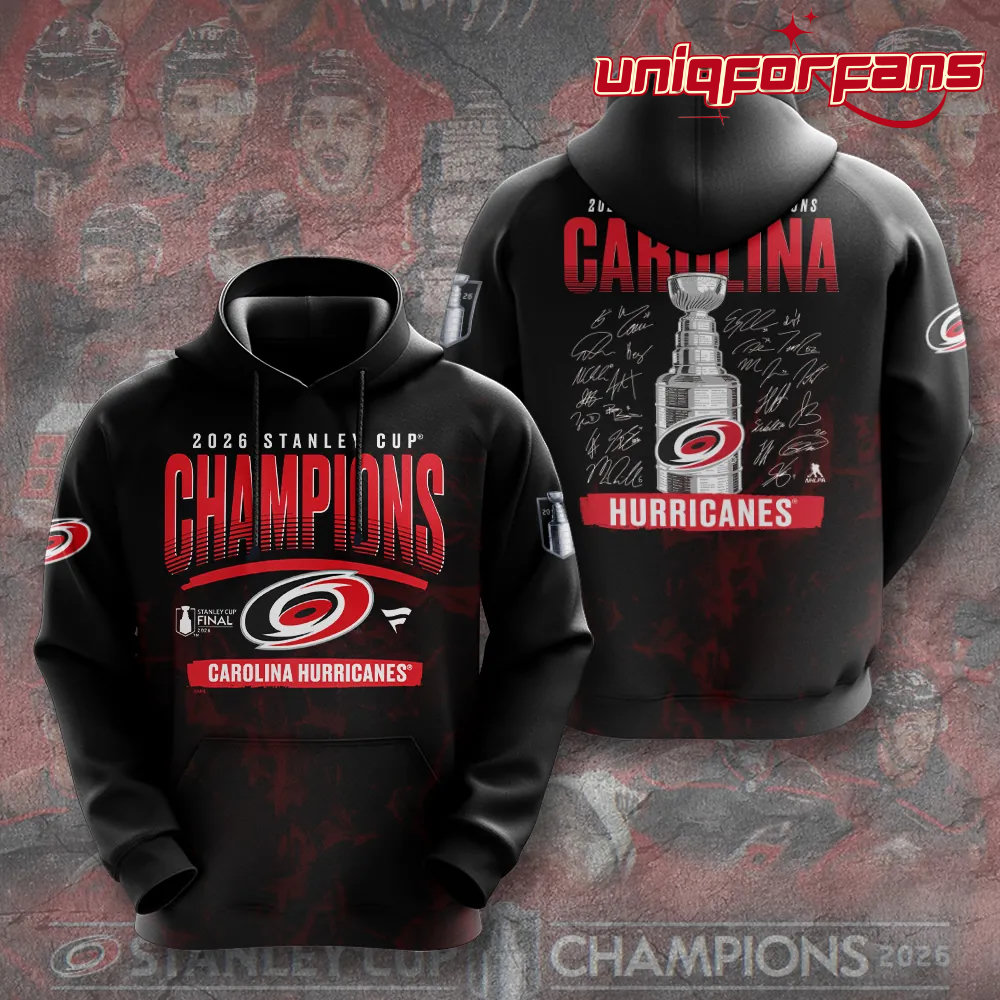 Carolina Hurricanes 2026 Stanley Cup Champions Black Edition Hoodie Carolina Hurricanes 2026 Stanley Cup Champions Black Edition Hoodie