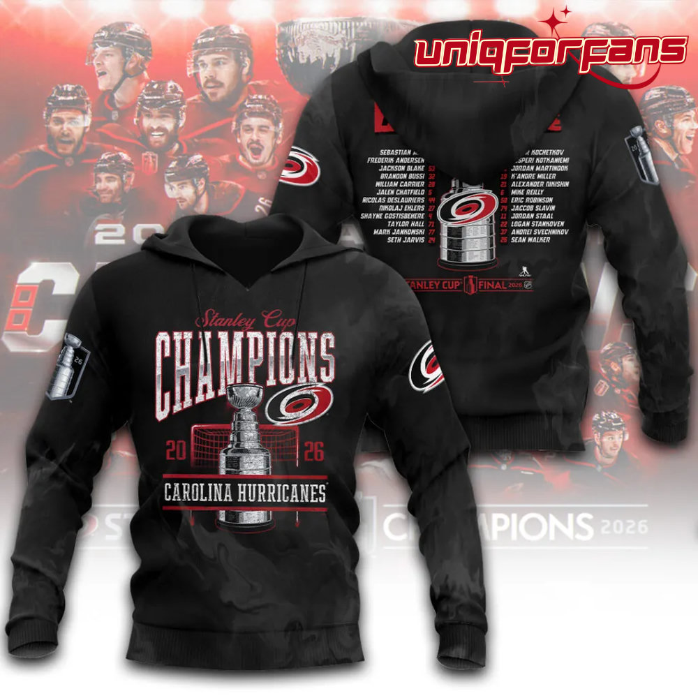 Carolina Hurricanes 2026 Stanley Cup Champions Black Edition Hoodie Carolina Hurricanes 2026 Stanley Cup Champions Black Edition Hoodie