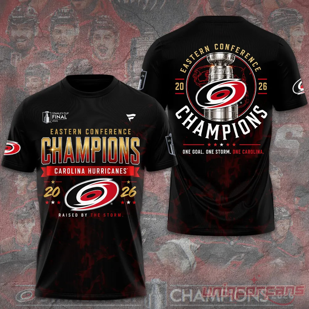 Carolina Hurricanes 2026 Stanley Cup Champions Black Limited Edition 3D T-Shirt Carolina Hurricanes 2026 Stanley Cup Champions Black Limited Edition 3D T-Shirt