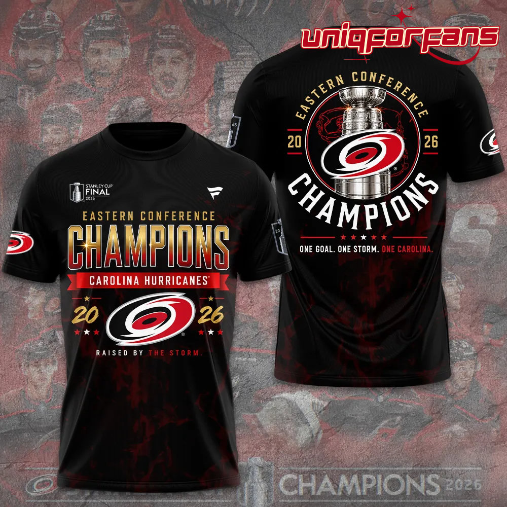 Carolina Hurricanes 2026 Stanley Cup Champions Black Limited Edition 3D T-Shirt Carolina Hurricanes 2026 Stanley Cup Champions Black Limited Edition 3D T-Shirt