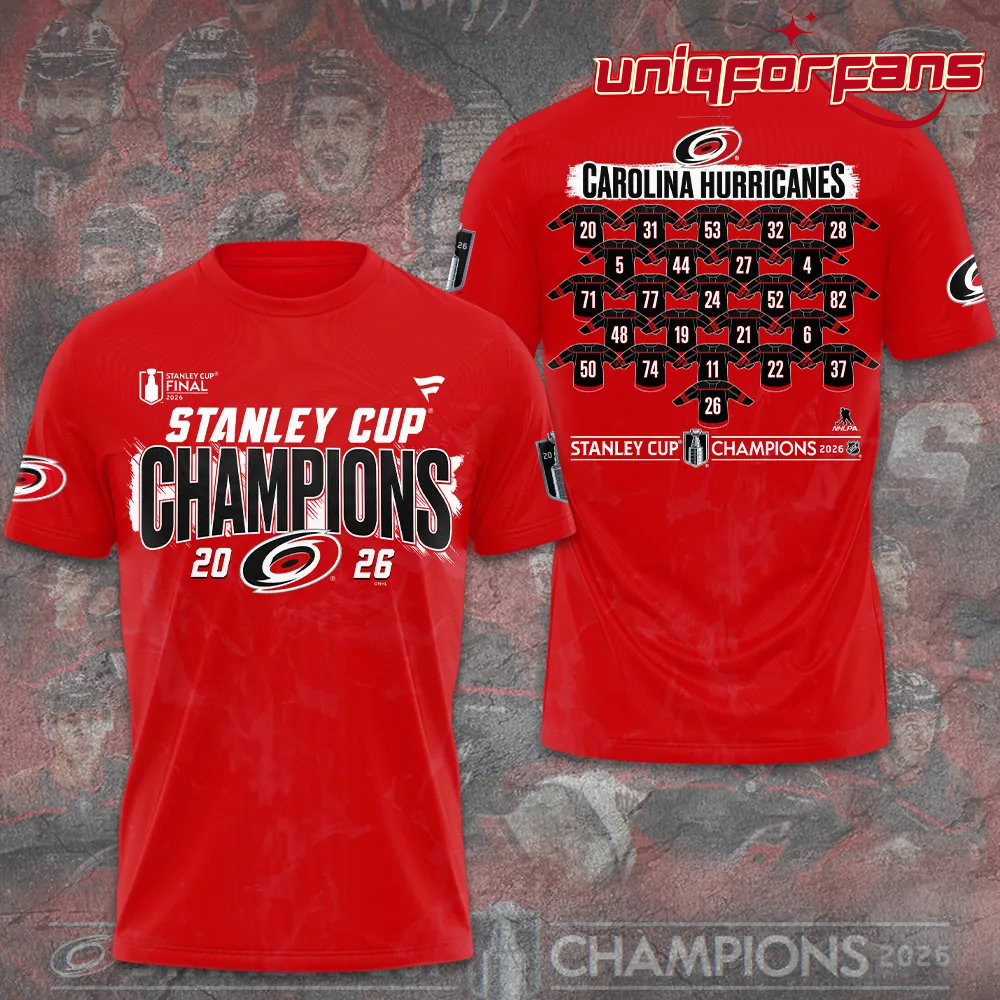 Carolina Hurricanes 2026 Stanley Cup Champions Black Limited Edition 3D T-Shirt Carolina Hurricanes 2026 Stanley Cup Champions Black Limited Edition 3D T-Shirt