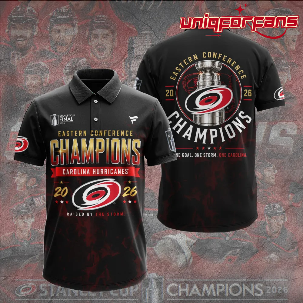 Carolina Hurricanes 2026 Stanley Cup Champions Limited Edition Black Polo Shirt Carolina Hurricanes 2026 Stanley Cup Champions Limited Edition Black Polo Shirt