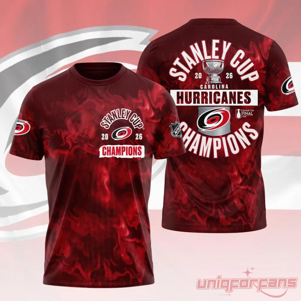 Carolina Hurricanes 2026 Stanley Cup Champions Limited Edition Premium 3D T-Shirt Carolina Hurricanes 2026 Stanley Cup Champions Limited Edition Premium 3D T-Shirt