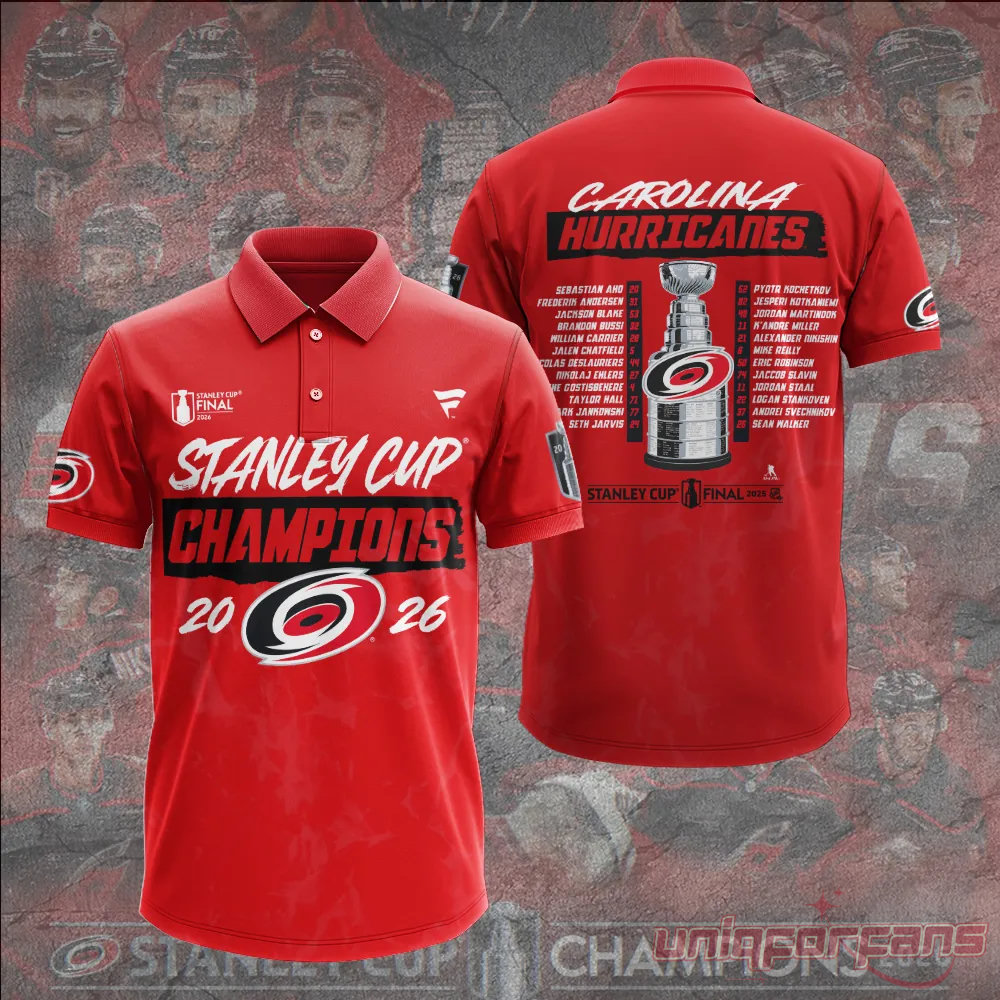 Carolina Hurricanes 2026 Stanley Cup Champions Limited Edition Red Polo Shirt Carolina Hurricanes 2026 Stanley Cup Champions Limited Edition Red Polo Shirt