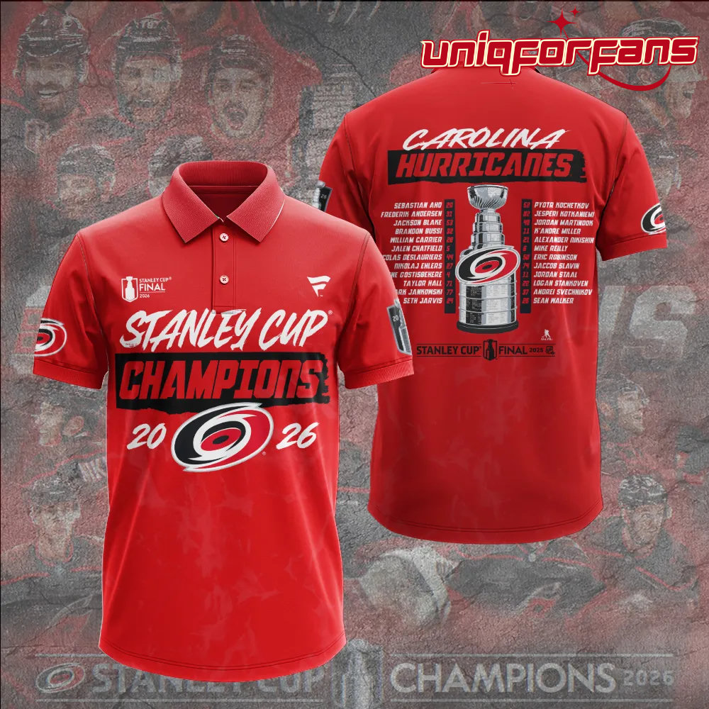 Carolina Hurricanes 2026 Stanley Cup Champions Limited Edition Red Polo Shirt Carolina Hurricanes 2026 Stanley Cup Champions Limited Edition Red Polo Shirt