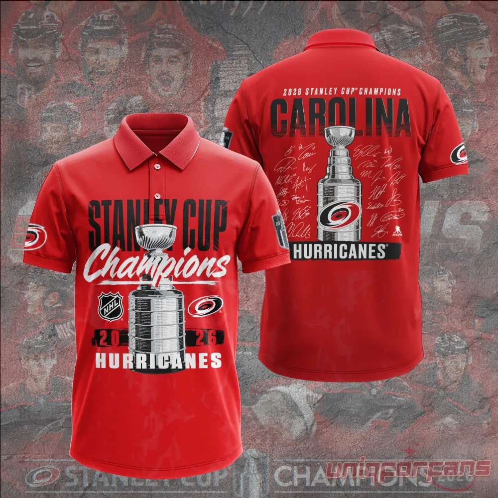 Carolina Hurricanes 2026 Stanley Cup Champions Limited Edition Red Polo Shirt Carolina Hurricanes 2026 Stanley Cup Champions Limited Edition Red Polo Shirt