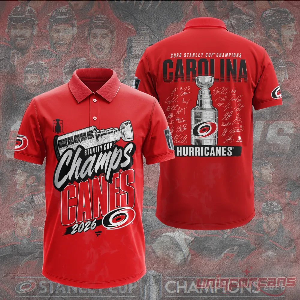 Carolina Hurricanes 2026 Stanley Cup Champions Limited Edition Red Polo Shirt Carolina Hurricanes 2026 Stanley Cup Champions Limited Edition Red Polo Shirt