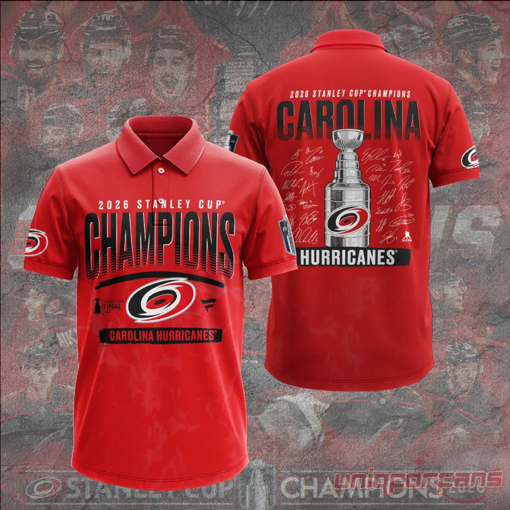 Carolina Hurricanes 2026 Stanley Cup Champions Limited Edition Red Polo Shirt Carolina Hurricanes 2026 Stanley Cup Champions Limited Edition Red Polo Shirt