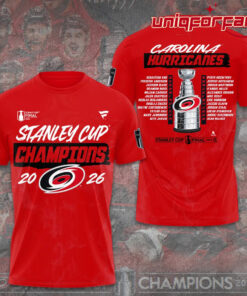 Carolina Hurricanes 2026 Stanley Cup Champions Red Limited Edition 3D T-Shirt Carolina Hurricanes 2026 Stanley Cup Champions Red Limited Edition 3D T-Shirt