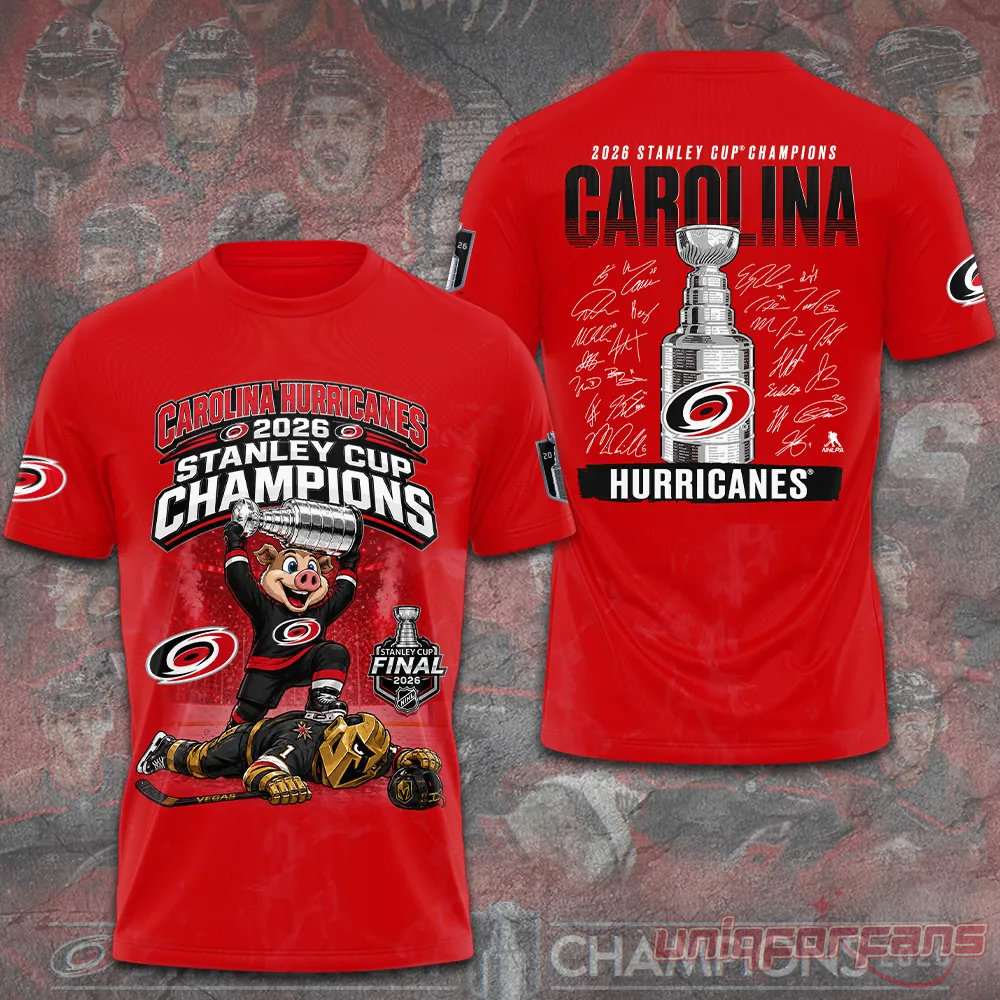 Carolina Hurricanes 2026 Stanley Cup Champions Red Limited Edition 3D T-Shirt Carolina Hurricanes 2026 Stanley Cup Champions Red Limited Edition 3D T-Shirt