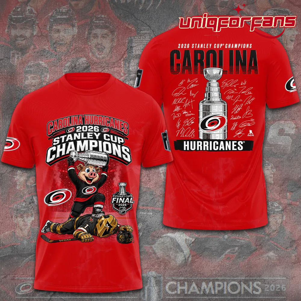 Carolina Hurricanes 2026 Stanley Cup Champions Red Limited Edition 3D T-Shirt Carolina Hurricanes 2026 Stanley Cup Champions Red Limited Edition 3D T-Shirt