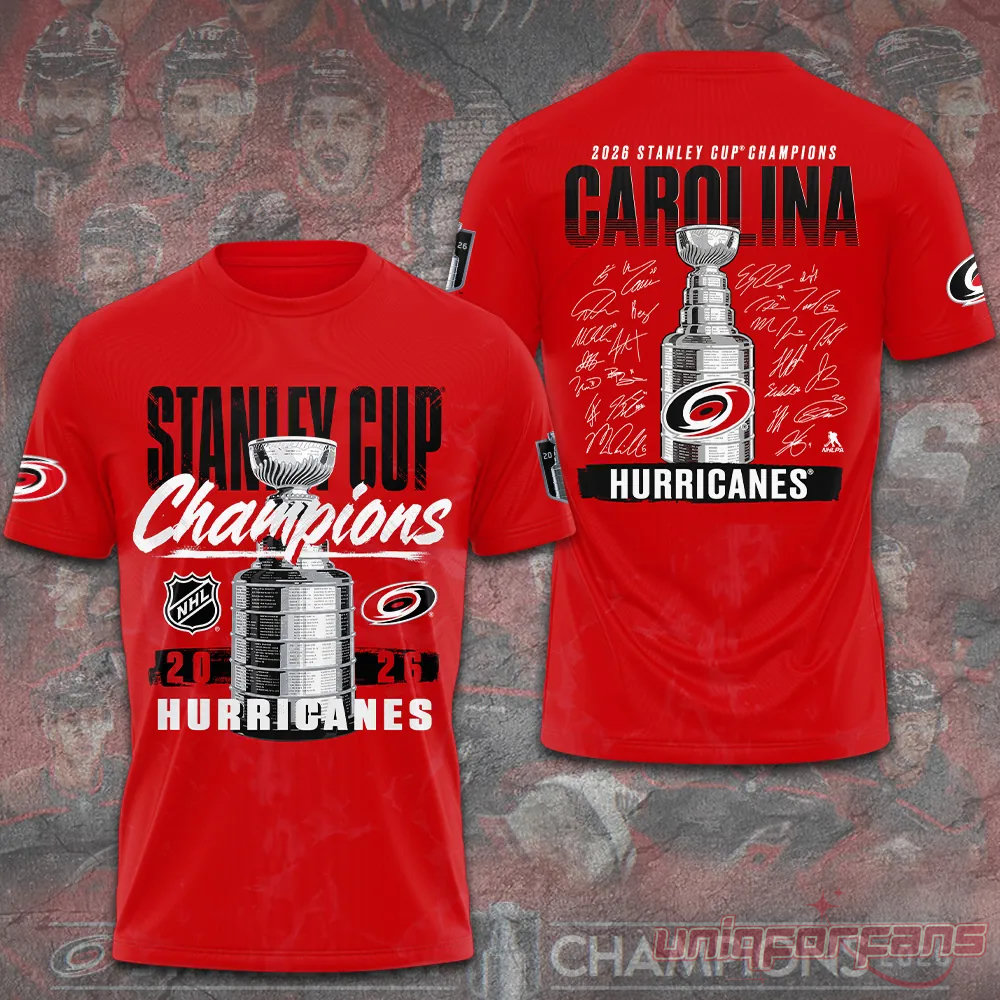 Carolina Hurricanes 2026 Stanley Cup Champions Red Limited Edition 3D T-Shirt Carolina Hurricanes 2026 Stanley Cup Champions Red Limited Edition 3D T-Shirt