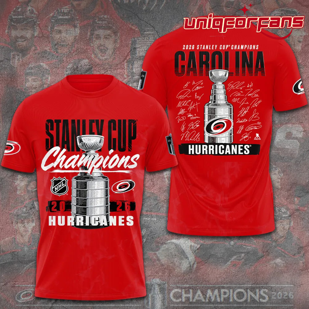 Carolina Hurricanes 2026 Stanley Cup Champions Red Limited Edition 3D T-Shirt Carolina Hurricanes 2026 Stanley Cup Champions Red Limited Edition 3D T-Shirt