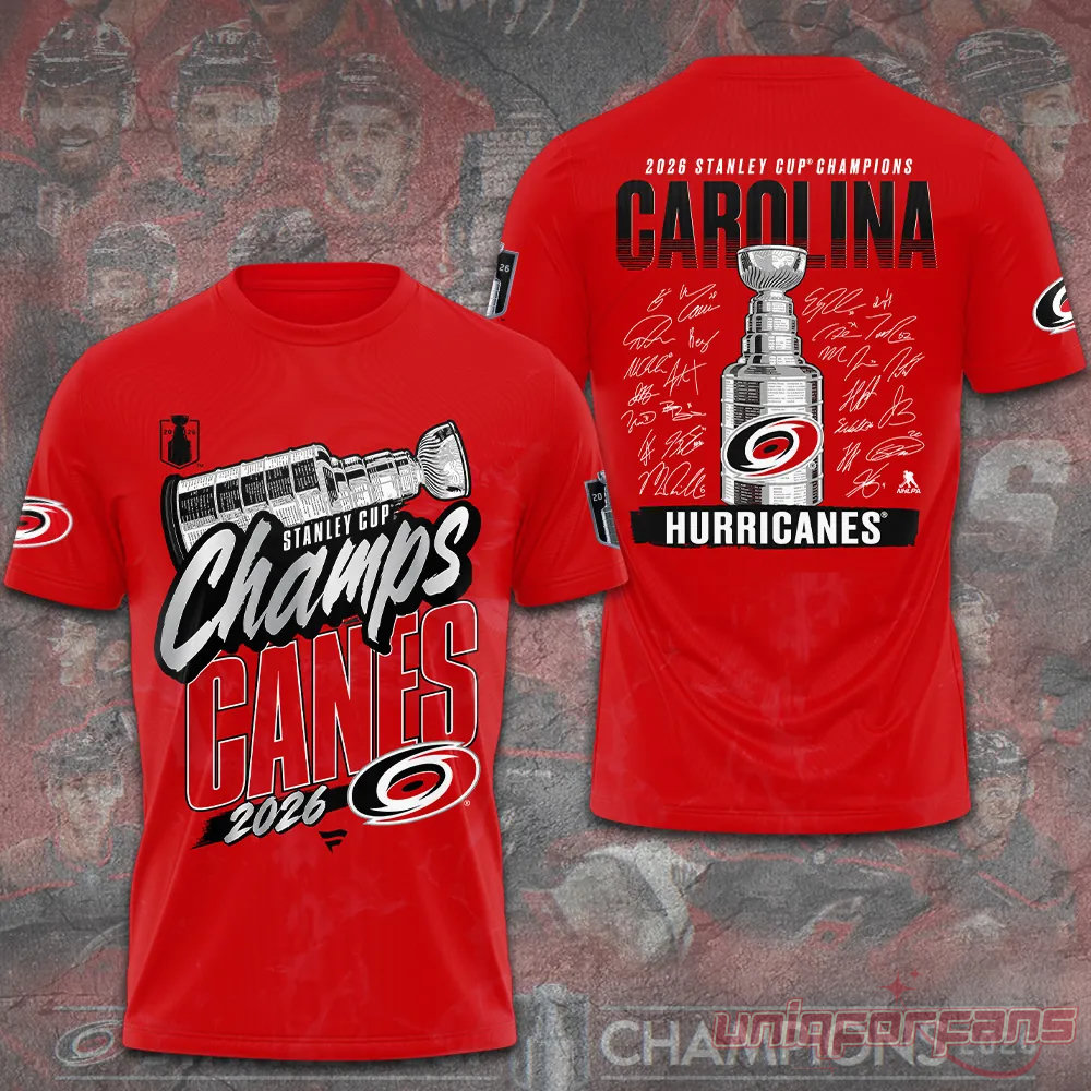 Carolina Hurricanes 2026 Stanley Cup Champions Red Limited Edition 3D T-Shirt Carolina Hurricanes 2026 Stanley Cup Champions Red Limited Edition 3D T-Shirt