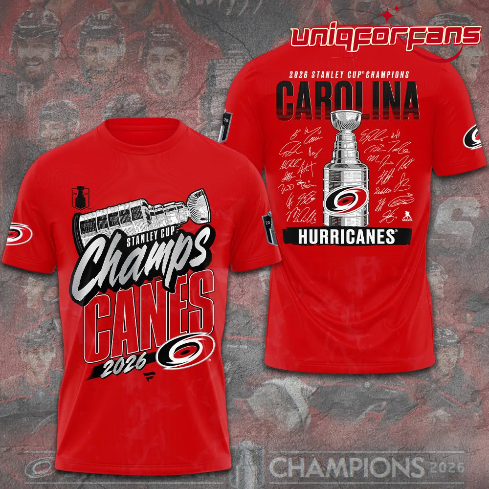 Carolina Hurricanes 2026 Stanley Cup Champions Red Limited Edition 3D T-Shirt Carolina Hurricanes 2026 Stanley Cup Champions Red Limited Edition 3D T-Shirt