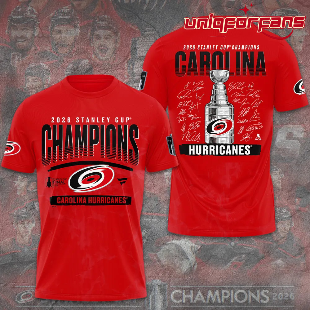 Carolina Hurricanes 2026 Stanley Cup Champions Red Limited Edition 3D T-Shirt Carolina Hurricanes 2026 Stanley Cup Champions Red Limited Edition 3D T-Shirt