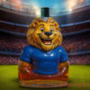 Chelsea FC Blue Lion Whiskey Bottle featuring a dark green ribbed screw cap closure