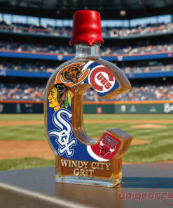 Chicago Sports Fans “WINDY CITY GRIT” Limited Edition Whiskey Bottle – Collectible Decanter for True Windy City Pride