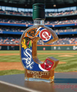Chicago Sports Fans “WINDY CITY GRIT” Limited Edition Whiskey Bottle – Collectible Decanter for True Windy City Pride