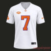 Clemson Tigers x Morgan Wallen White 2026 Exclusive Football Jersey showing front and back views with orange number 7