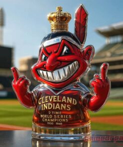 Cleveland Indians Chief Wahoo “2 Time World Series Champions” Whiskey Bottle