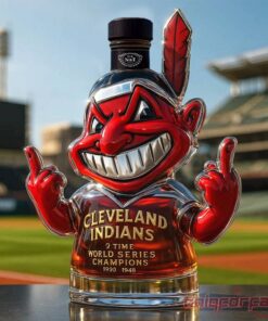 Cleveland Indians Chief Wahoo “2 Time World Series Champions” Whiskey Bottle
