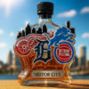 Detroit Sport Teams Motor City Limited Edition Whiskey Bottle with a classic ribbed black cap closure
