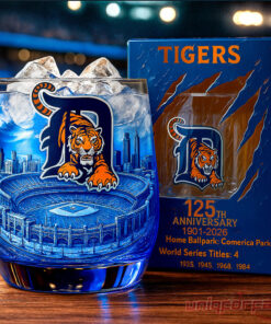 Detroit Tigers 125th Anniversary Whiskey Glass