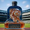 Detroit Tigers Fierce Tiger Head 4X World Series Champions Whiskey Bottle finished with a classic black cap