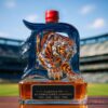 Detroit Tigers Fierce Tiger Head 4X World Series Champions Whiskey Bottle topped with a red wax style cap
