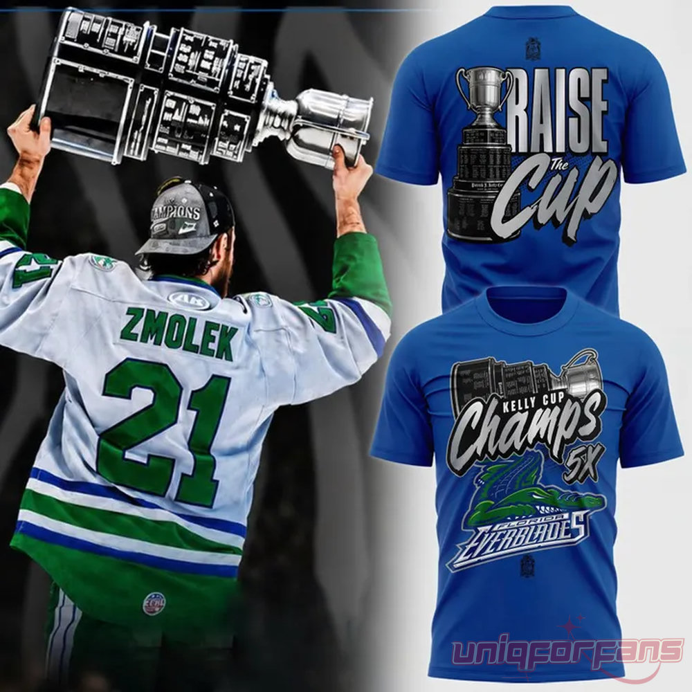 Florida Everblades Kelly Cup Champions 5X Championship 3D T-Shirt Florida Everblades Kelly Cup Champions 5X Championship 3D T-Shirt