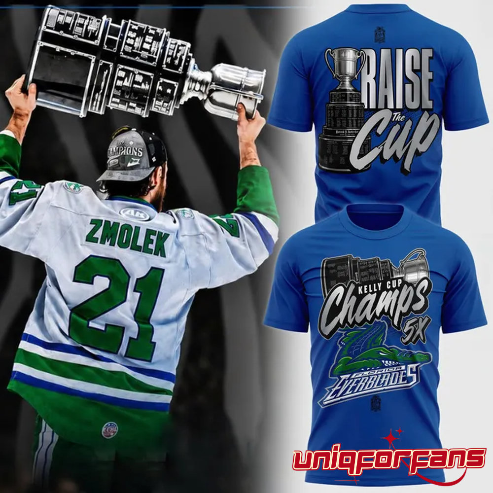 Florida Everblades Kelly Cup Champions 5X Championship 3D T-Shirt Florida Everblades Kelly Cup Champions 5X Championship 3D T-Shirt