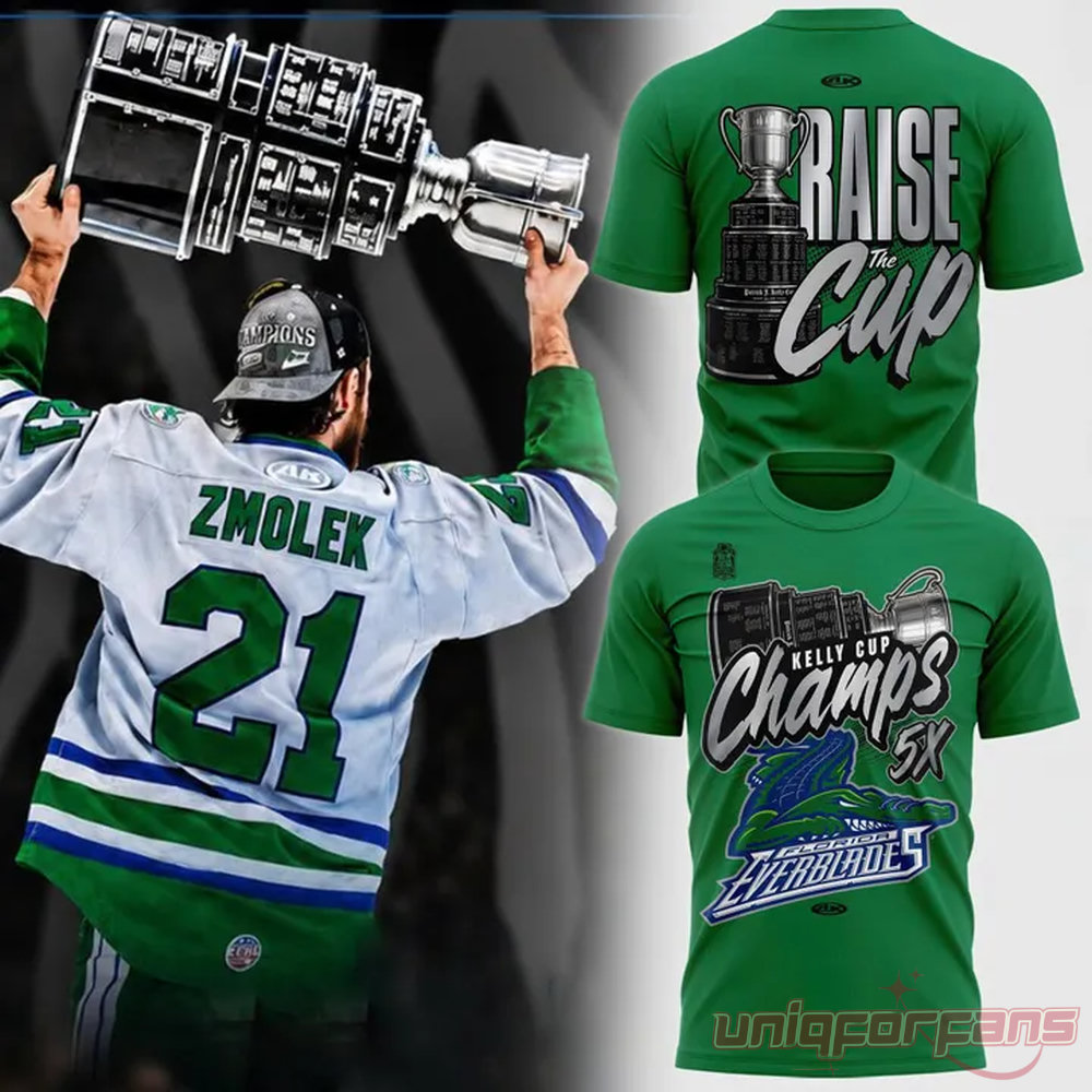 Florida Everblades Kelly Cup Champions 5X Championship 3D T-Shirt Florida Everblades Kelly Cup Champions 5X Championship 3D T-Shirt
