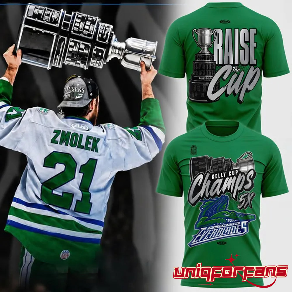 Florida Everblades Kelly Cup Champions 5X Championship 3D T-Shirt Florida Everblades Kelly Cup Champions 5X Championship 3D T-Shirt