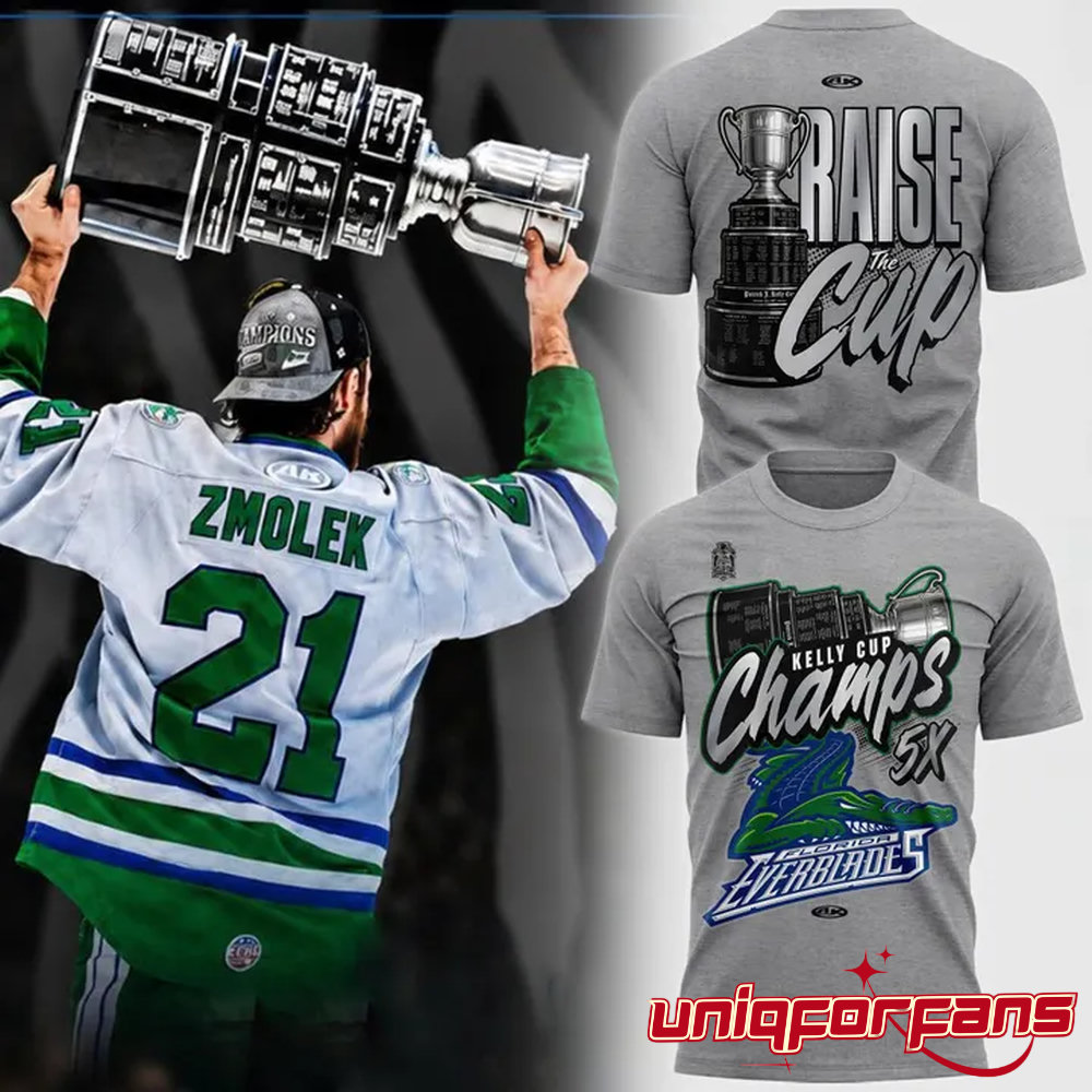 Florida Everblades Kelly Cup Champions 5X Championship 3D T-Shirt Florida Everblades Kelly Cup Champions 5X Championship 3D T-Shirt