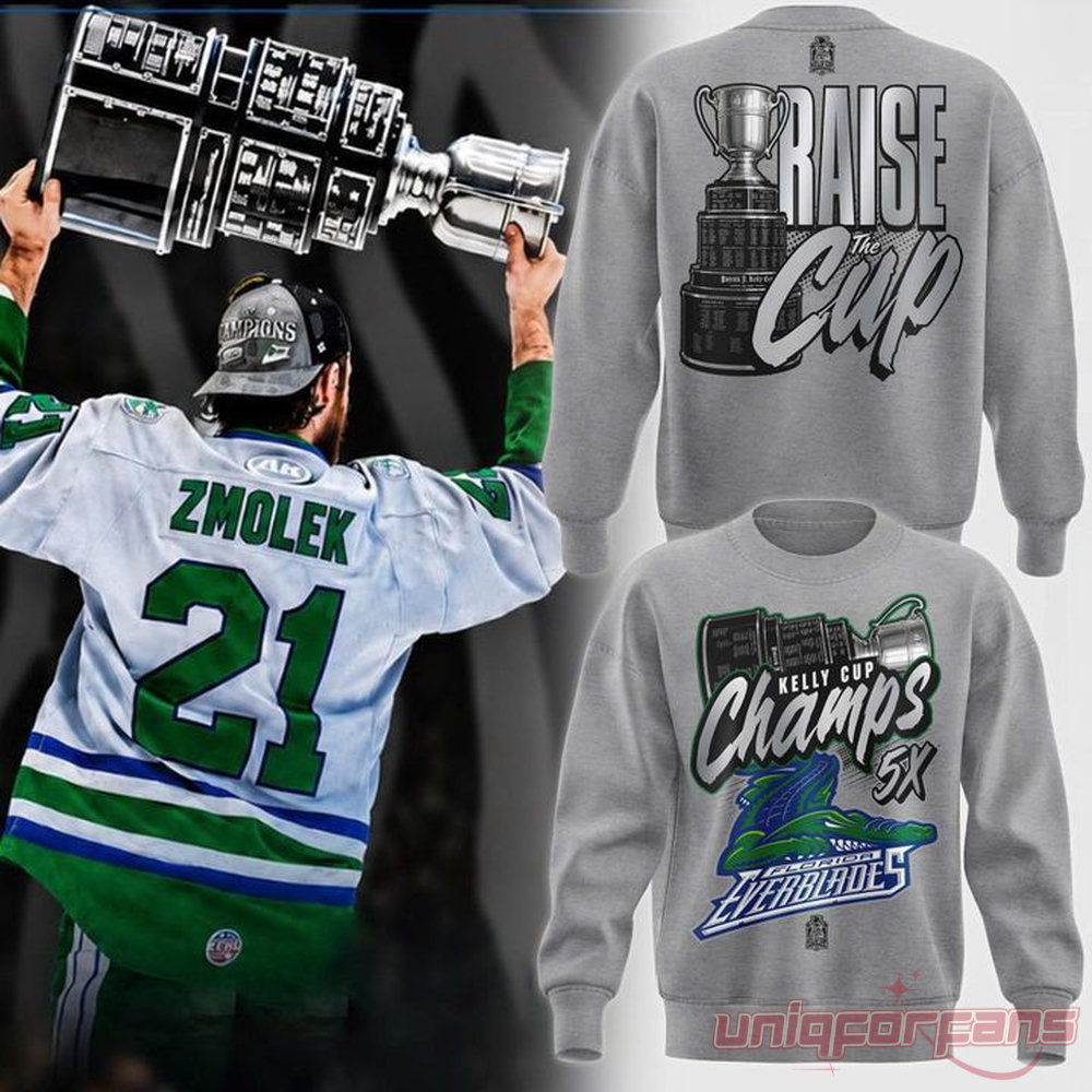 Florida Everblades Kelly Cup Champions 5X Championship Sweatshirt Florida Everblades Kelly Cup Champions 5X Championship Sweatshirt