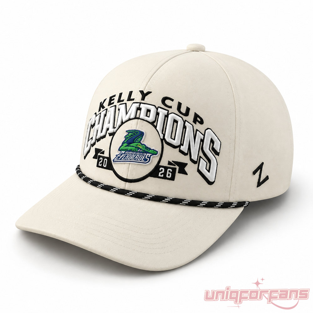 Florida Everblades Kelly Cup Champions 5X Championship White Edition Hat Florida Everblades Kelly Cup Champions 5X Championship White Edition Hat
