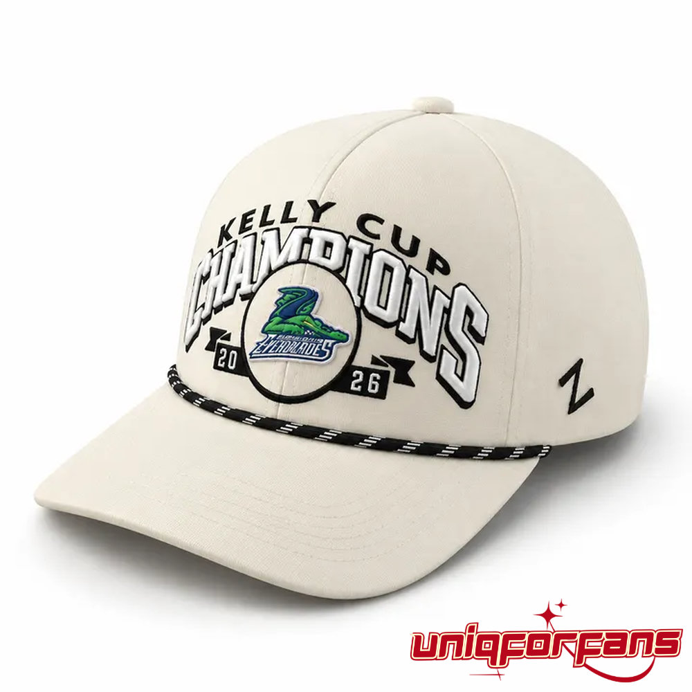 Florida Everblades Kelly Cup Champions 5X Championship White Edition Hat Florida Everblades Kelly Cup Champions 5X Championship White Edition Hat